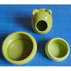 Keramik-Futtertrog im Maus-Design, grün